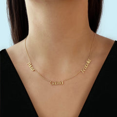Multiple Cutout Gold Names Necklace