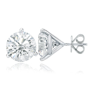 Three Prong Martini Setting Diamond Studs 2.5 ct