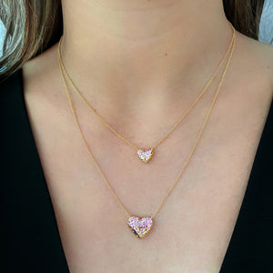 Dripping Scattered Gemstone Heart Necklace