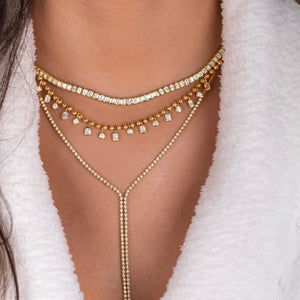 Double Chain Lariat Tennis Necklace