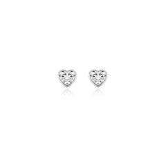 Heart-shaped bezel-set lab-grown diamond stud earrings in 14K white gold, 3.5 carat total weight