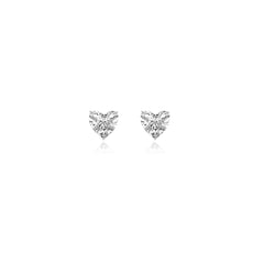 Heart-shaped prong-set lab-grown diamond stud earrings in 14K white gold, 3.5 carats total weight