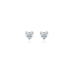 Heart-shaped prong-set lab-grown diamond stud earrings in 14K yellow gold, 3.5 carats total weight