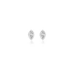 Marquise-cut bezel-set lab-grown diamond stud earrings in 14K white gold, 3.5 carats total weight
