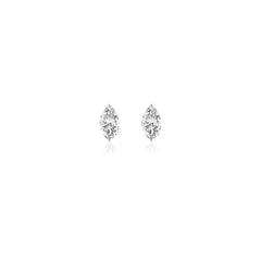Marquise-cut prong-set lab-grown diamond stud earrings in 14K white gold, 3.5 carats total weight