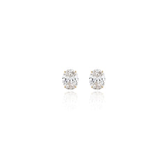 Oval prong-set lab-grown diamond stud earrings in 14K yellow gold, 3.5 carats total weight