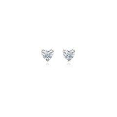 Heart-shaped prong-set lab-grown diamond stud earrings in 14K yellow gold, 3 carats total weight