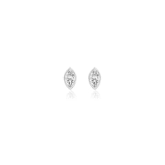 Marquise-cut bezel-set lab-grown diamond stud earrings in 14K white gold, 3 carats total weight