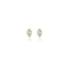 Marquise-cut bezel-set lab-grown diamond stud earrings in 14K yellow gold, 3 carats total weight