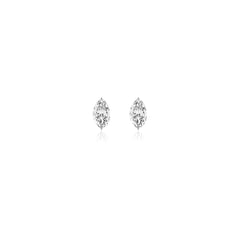 Marquise-cut prong-set lab-grown diamond stud earrings in 14K white gold, 3 carats total weight