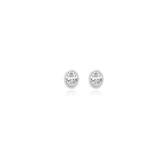 Oval-cut bezel-set lab-grown diamond stud earrings in 14K white gold, 3 carats total weight