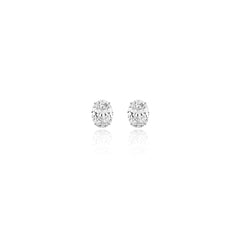 Oval prong-set lab-grown diamond stud earrings in 14K white gold, 3 carats total weight