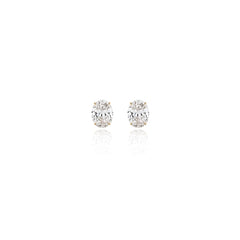 Oval prong-set lab-grown diamond stud earrings in 14K yellow gold, 3 carats total weight