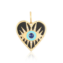 Load image into Gallery viewer, Evil Eye On Black Onyx Heart Charm
