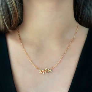 Scattered Diamonds Name Necklace