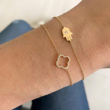 Load image into Gallery viewer, Gold Hamsa with Center Diamond Bracelet
