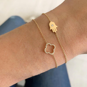 Gold Hamsa with Center Diamond Bracelet