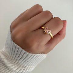 Dripping Scattered Heart Gemstone Ring