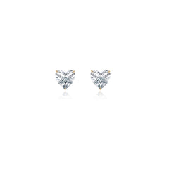 Heart-shaped prong-set lab-grown diamond stud earrings in 14K yellow gold, 4 carats total weight