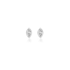 Marquise-cut bezel-set lab-grown diamond stud earrings in 14K white gold, 4 carats total weight