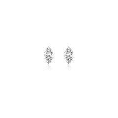 Marquise-cut prong-set lab-grown diamond stud earrings in 14K white gold, 4 carats total weight