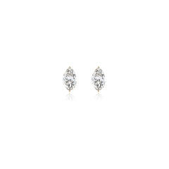Marquise-cut prong-set lab-grown diamond stud earrings in 14K yellow gold, 4 carats total weight