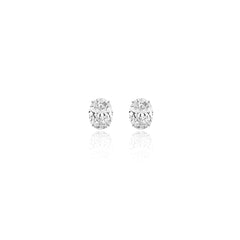 Oval prong-set lab-grown diamond stud earrings in 14K white gold, 4 carats total weight