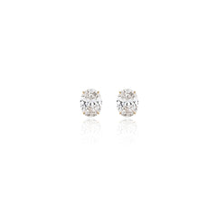 Oval prong-set lab-grown diamond stud earrings in 14K yellow gold, 4 carats total weight