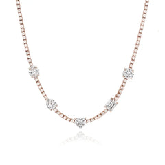 Multi-Shape Diamond Station Tennis Necklace