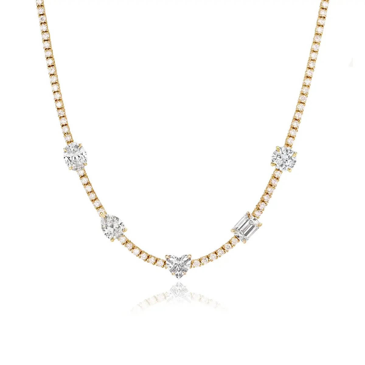 Multi-Shape Diamond Station Tennis Necklace