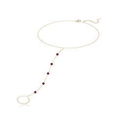 Five Round Bezel Gemstones Hand Chain