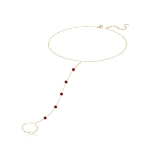 Five Round Bezel Gemstones Hand Chain