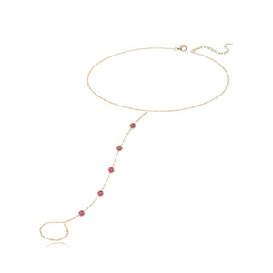 Five Round Bezel Gemstones Hand Chain