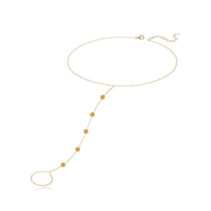 Five Round Bezel Gemstones Hand Chain