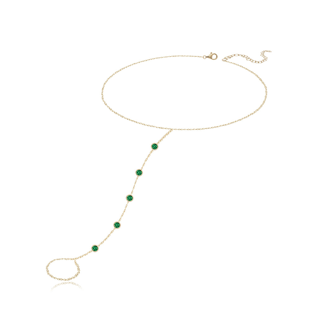 Five Round Bezel Gemstones Hand Chain