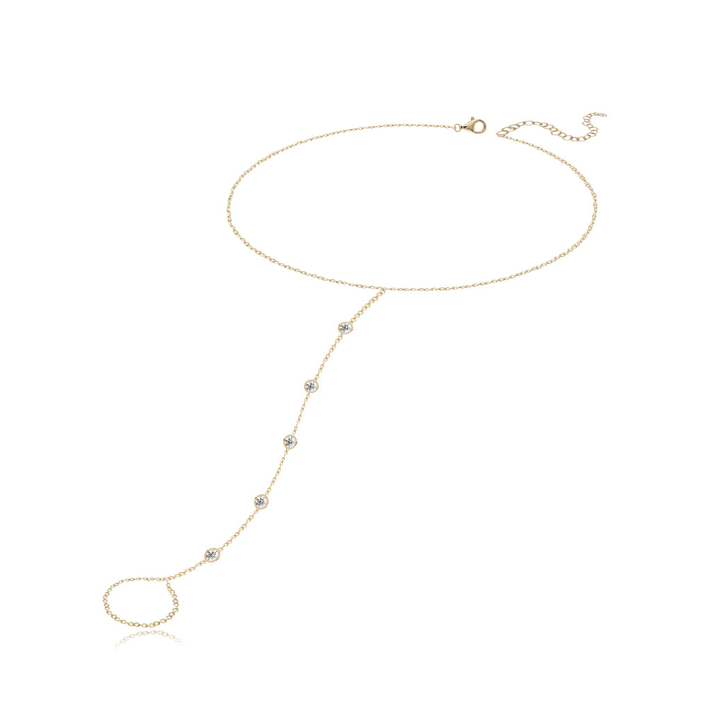 Five Bezel Diamond Hand Chain