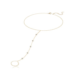 Five Round Bezel Diamond Hand Chain—elegant design with bezel-set diamonds for a chic look