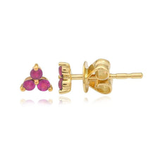 Load image into Gallery viewer, Small Clover Gemstone Stud

