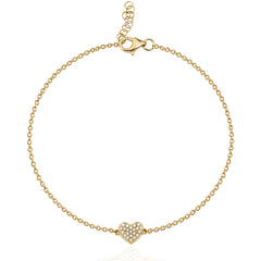 Romantic pavé heart bracelet crafted in 14k gold, meaningful luxury diamond jewelry, fine gold jewelry.