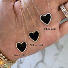 Load image into Gallery viewer, Large Pave Outline Stone Heart Necklace
