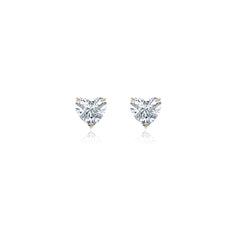 Heart-shaped prong-set lab-grown diamond stud earrings in 14K yellow gold, 5 carats total weight