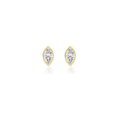 Marquise-cut bezel-set lab-grown diamond stud earrings in 14K yellow gold, 5 carats total weight