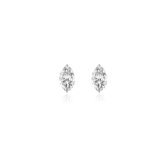 Marquise-cut prong-set lab-grown diamond stud earrings in 14K white gold, 5 carats total weight