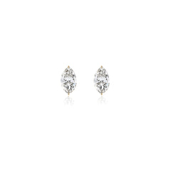 Marquise-cut prong-set lab-grown diamond stud earrings in 14K yellow gold, 5 carats total weight