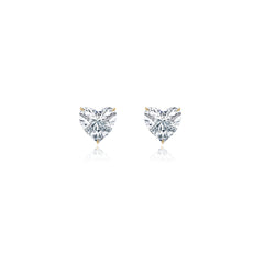 Heart-shaped prong-set lab-grown diamond stud earrings in 14K yellow gold, 6 carats total weight