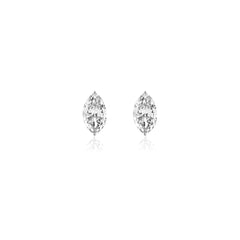 Marquise-cut prong-set lab-grown diamond stud earrings in 14K white gold, 6 carats total weight