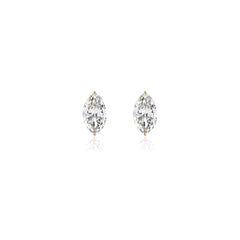 Marquise-cut prong-set lab-grown diamond stud earrings in 14K yellow gold, 6 carats total weight