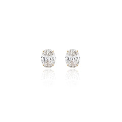 Oval prong-set lab-grown diamond stud earrings in 14K yellow gold, 6 carats total weight