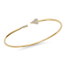Load image into Gallery viewer, Pave Heart Gold Cuff Bangle
