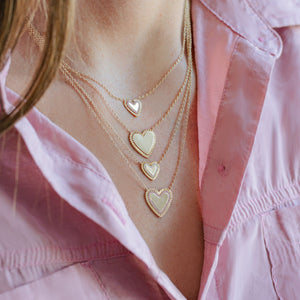Small Fluted Pink Sapphire Outline Heart Necklace
